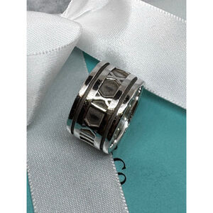 Vintage Tiffany & Co. Silver Atlas Ring Wide Band 10grams 1995